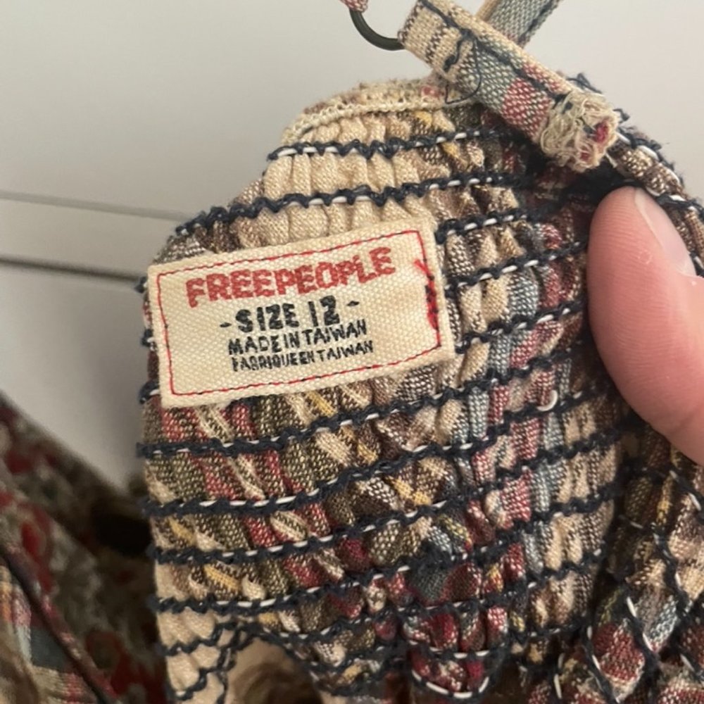 Free People Strappy Plaid Dress - Size 12 - Picture 2 of 3